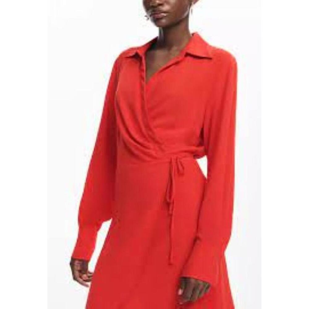 CLOTH AND STONE RED SATIN WRAP DRESS SZ XL